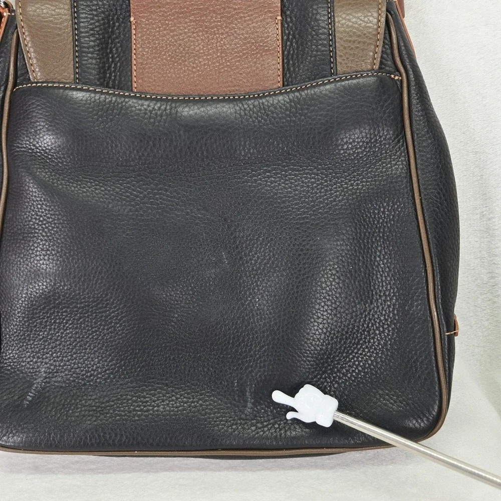 Cole Haan Village Tri Color Messenger Bag Womens Medium Black Brown Leather